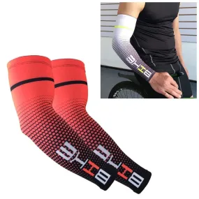 1 Pair Cool Men Cycling Running Bicycle UV Sun Protection Cuff Cover Protective Arm Sleeve Bike Sport Arm Warmers Sleeves, Size:M (Red)