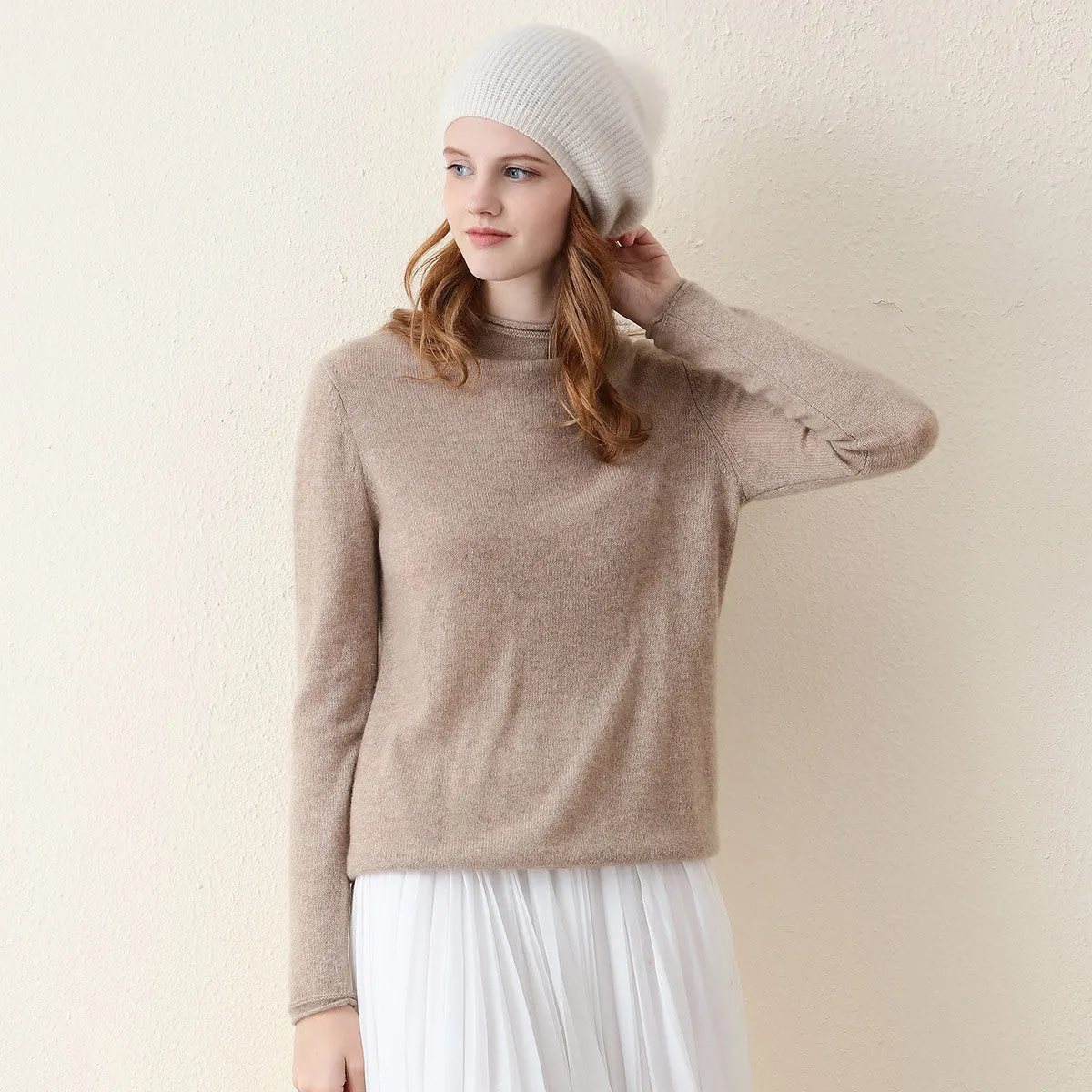 100% Cashmere Round Neck Lightweight Knit sweater