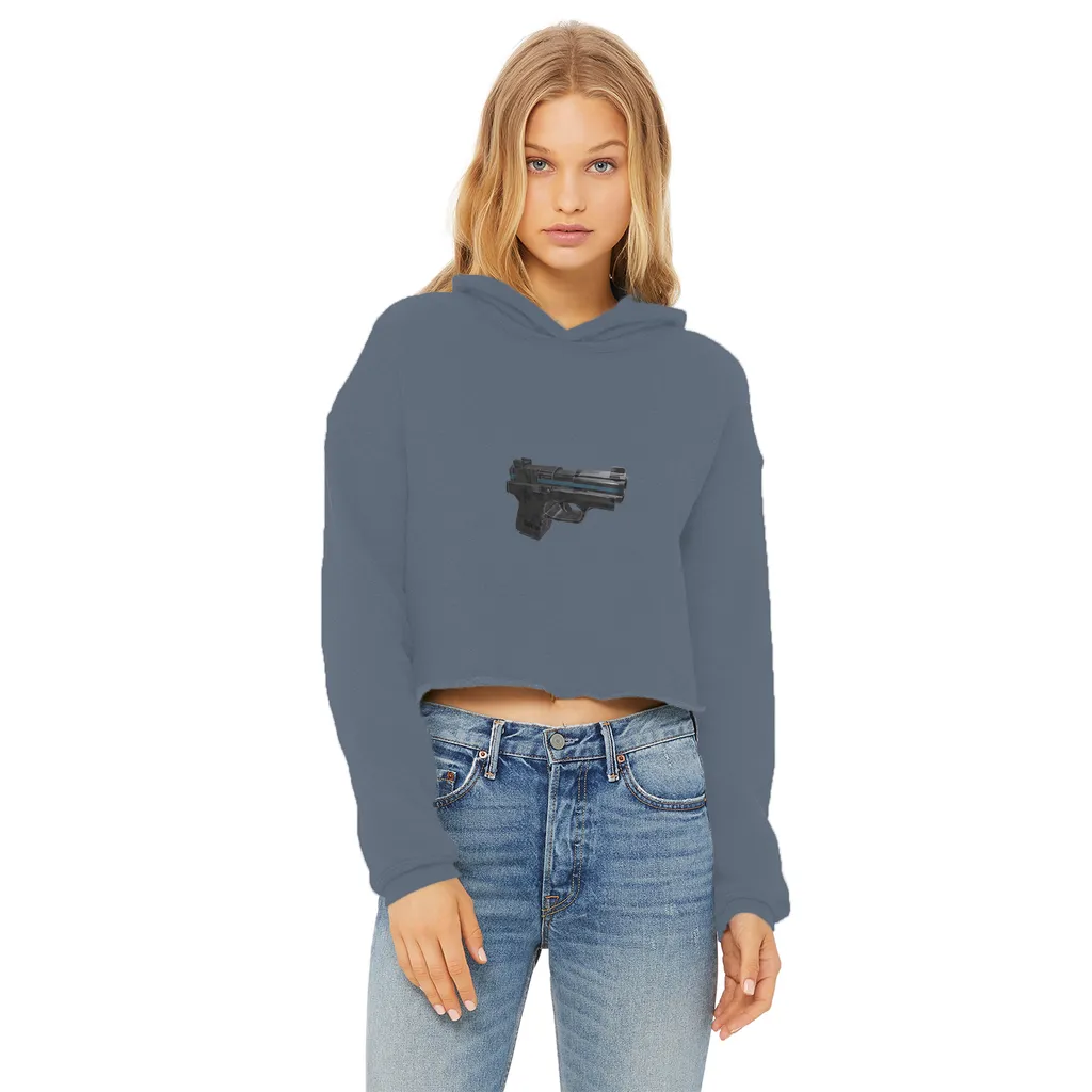 22 Calibur Ladies Cropped Raw Edge Hoodie