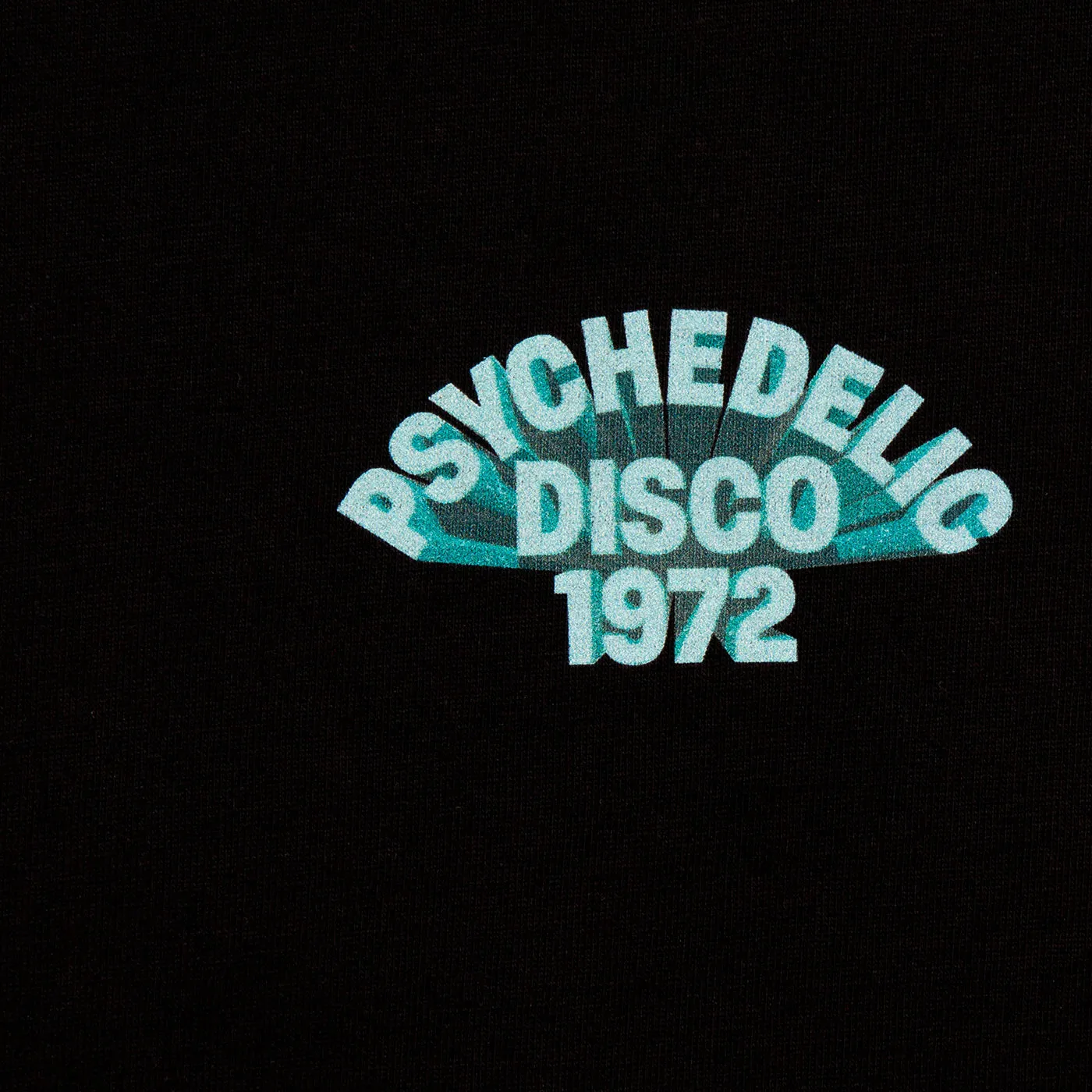 3D 1972 Psychedelic Disco Front Print - Tshirt - Black