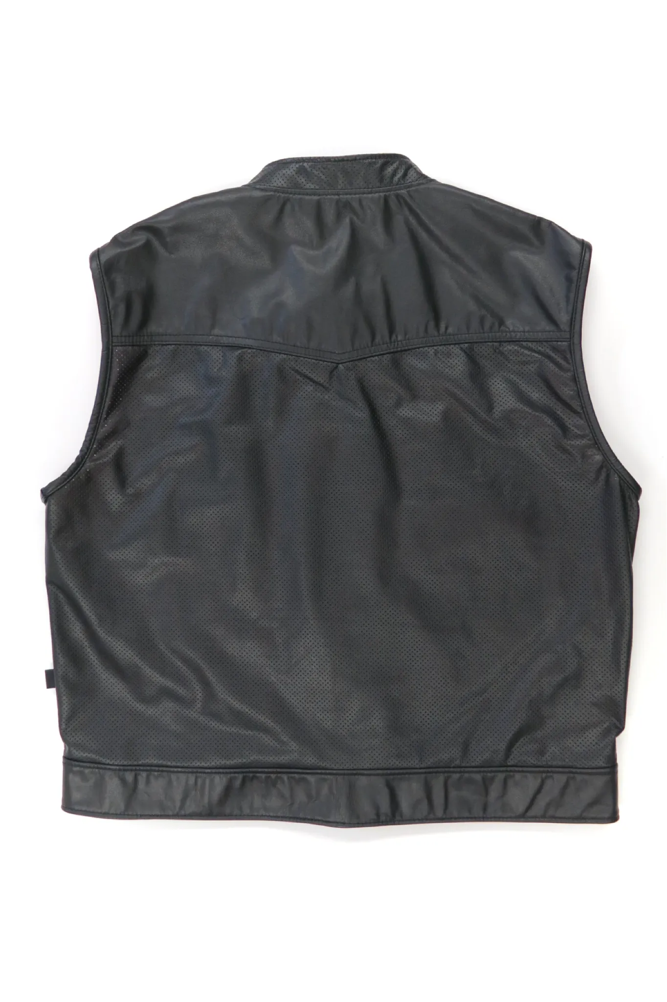 415 Leather Perforated Cowhide Club Style Zipper Vest