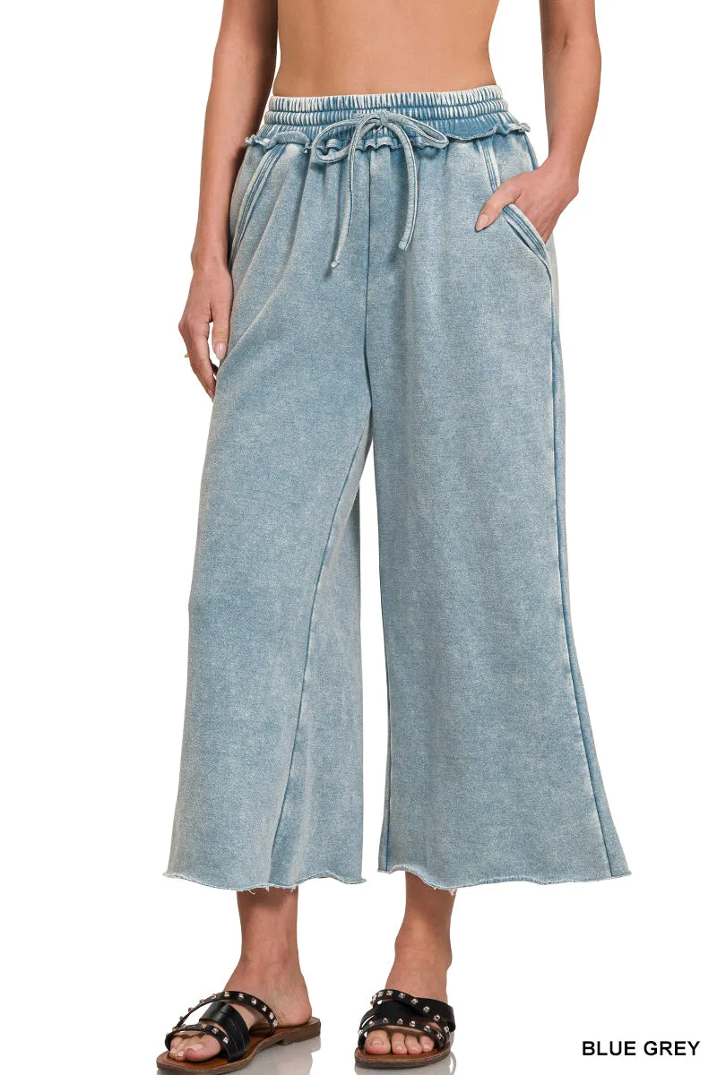 Acid Wash Fleece Palazzo Sweatpants w/ Pockets!! (13 Options)