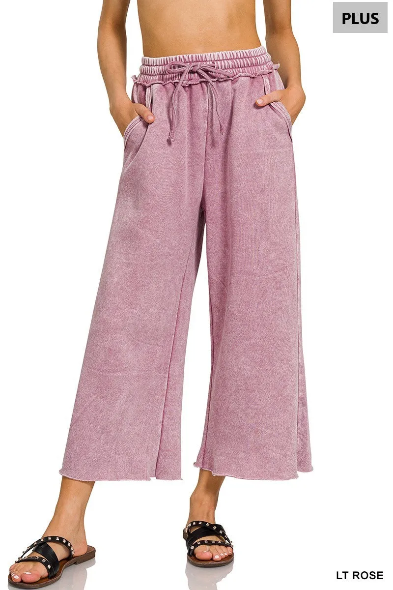 Acid Wash Fleece Palazzo Sweatpants w/ Pockets!! (13 Options)