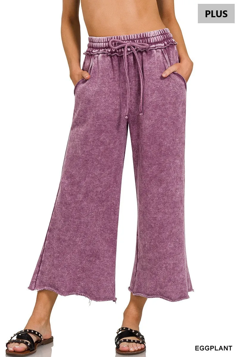 Acid Wash Fleece Palazzo Sweatpants w/ Pockets!! (13 Options)