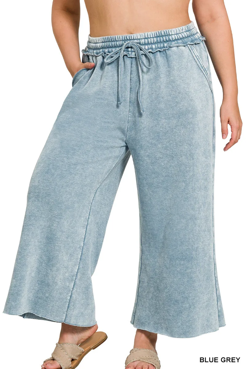 Acid Wash Fleece Palazzo Sweatpants w/ Pockets!! (13 Options)