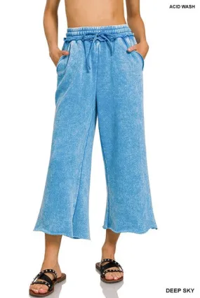 Acid Wash Fleece Palazzo Sweatpants w/ Pockets!! (5 Options)