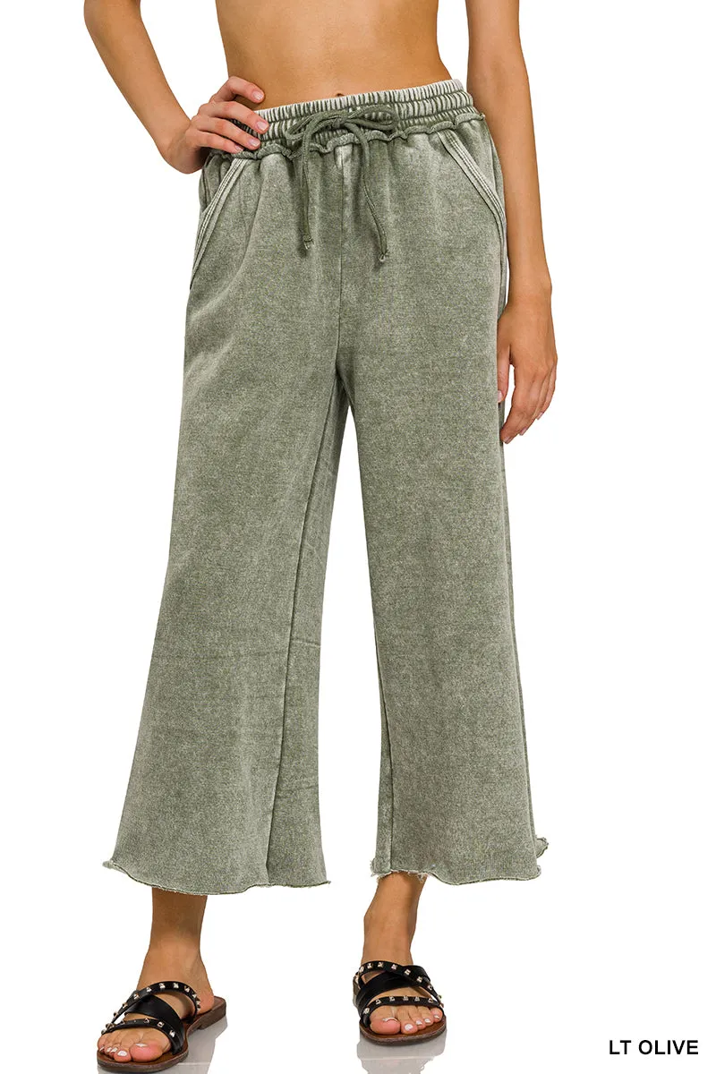 Acid Wash Fleece Palazzo Sweatpants w/ Pockets!! (5 Options)