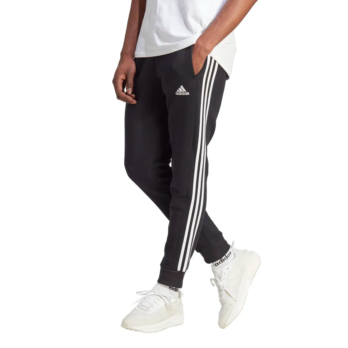 adidas Men's Essentials Tapered 3-Stripes Fleece Pants