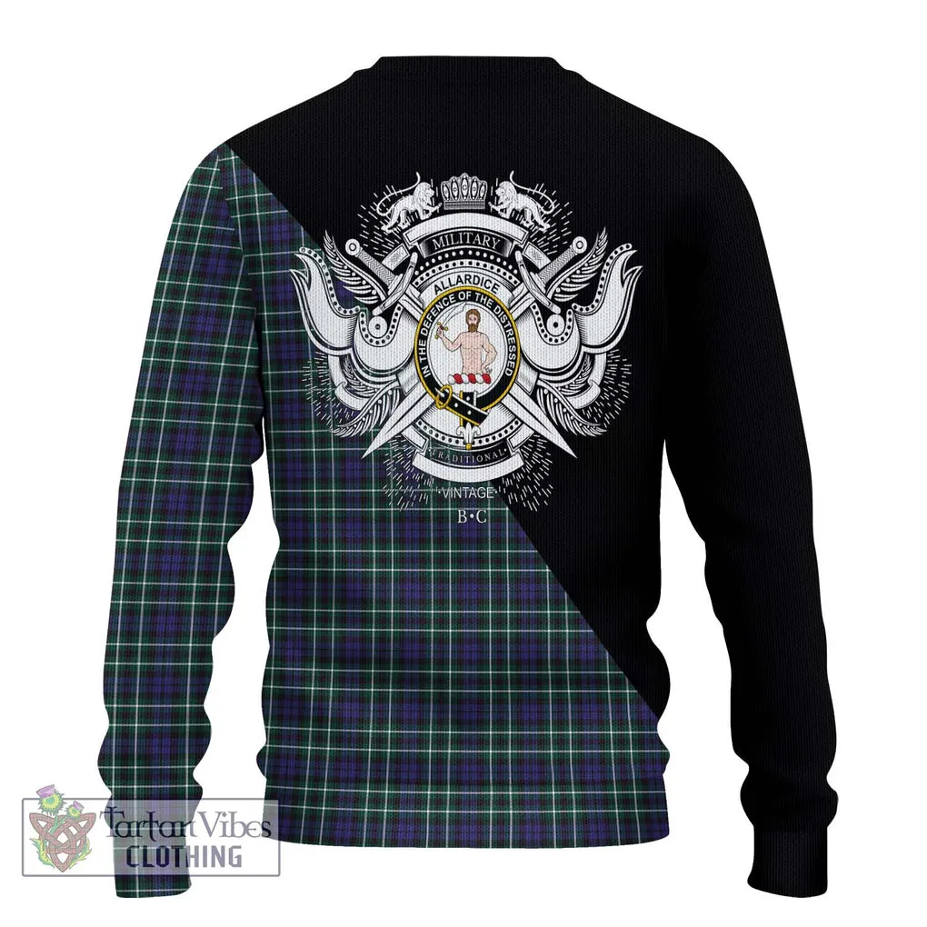 Allardice Tartan Ugly Sweater with Family Crest and Military Logo Style