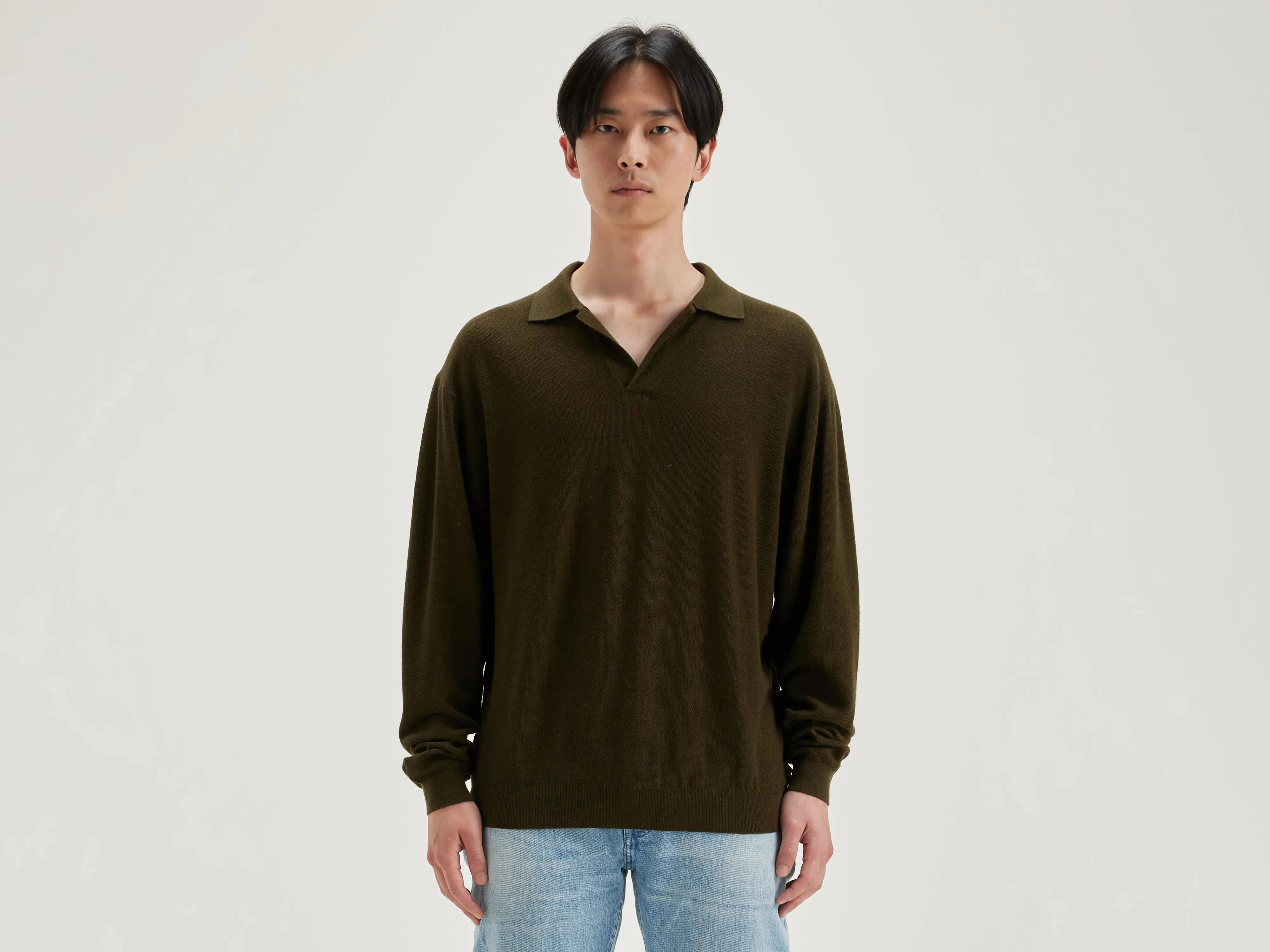 Alot polo-style sweater (242 / M / OLIVE)