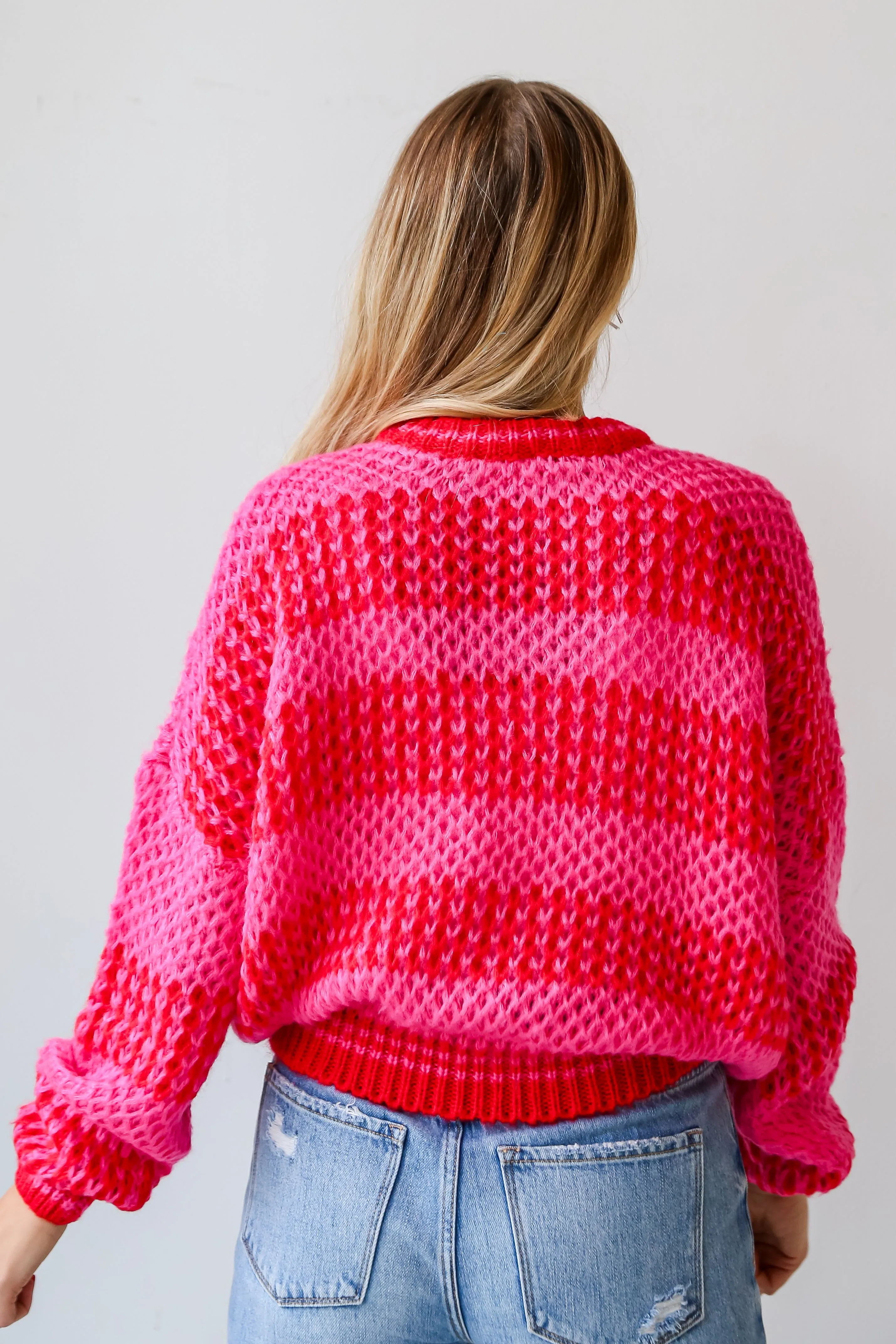 Always In Your Heart Pink Striped Oversized Sweater