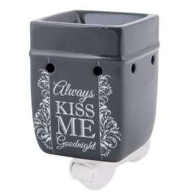 Always Kiss Me Goodnight Charcoal Grey Stoneware Electric Plug-in Wax Tart Oil Warmer