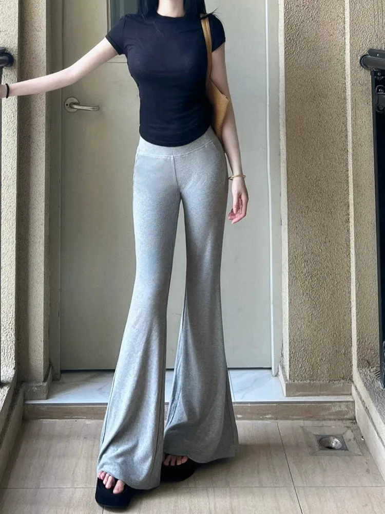 American Gray Slightly Flared Sweatpants Women's Summer 2024 New Skinny Stretch Slimming Hip Lifting Casual Yoga Pants