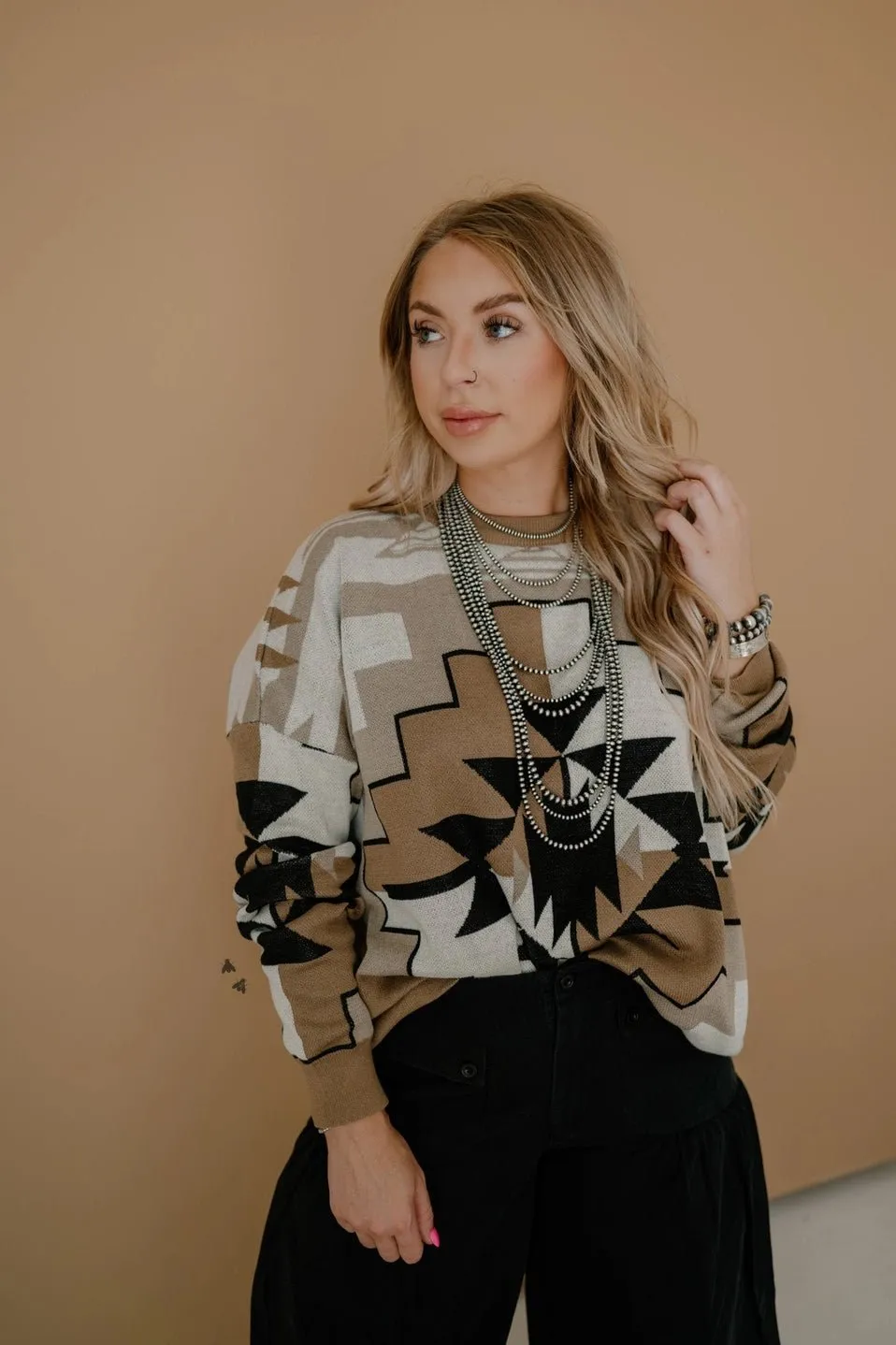 Aztec Oversized Knit Sweater