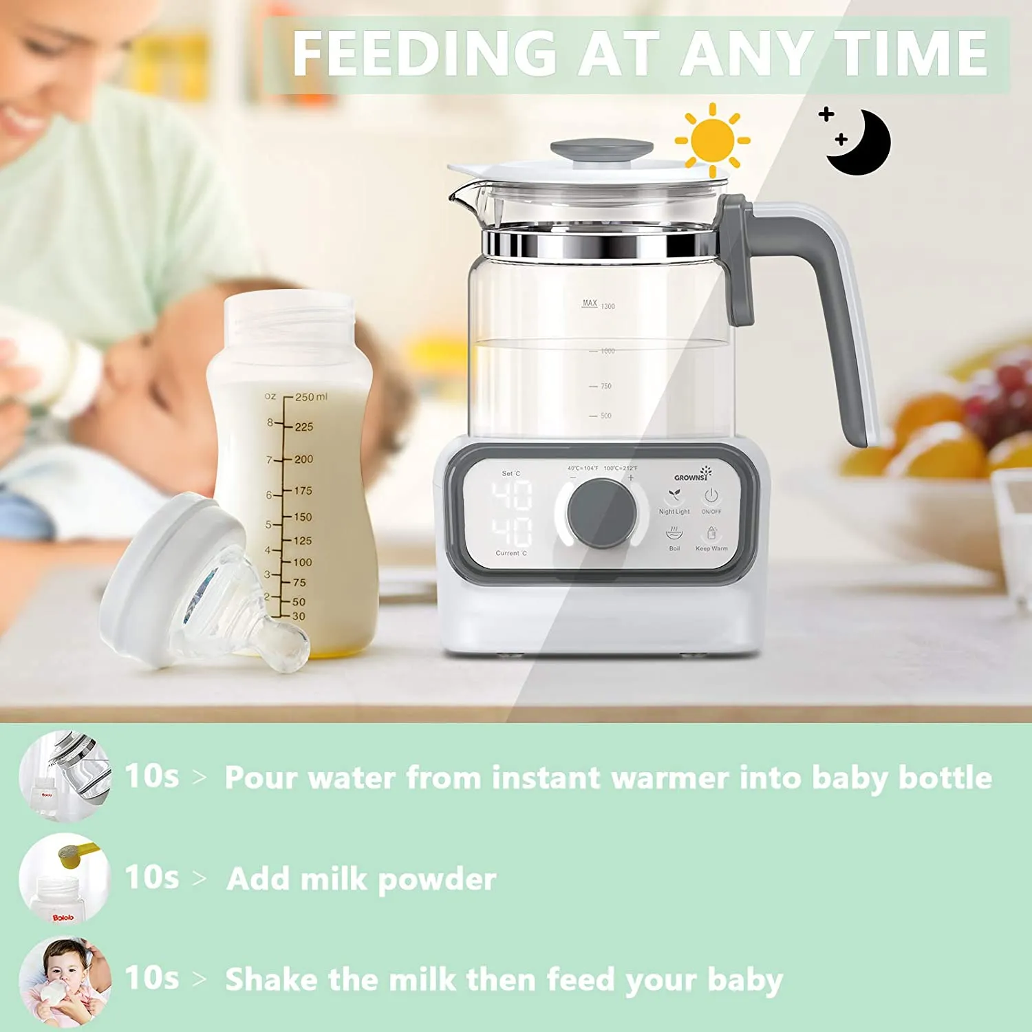 Baby Instant Warmer – Bottle Warmer, Formula Dispenser, Kettle