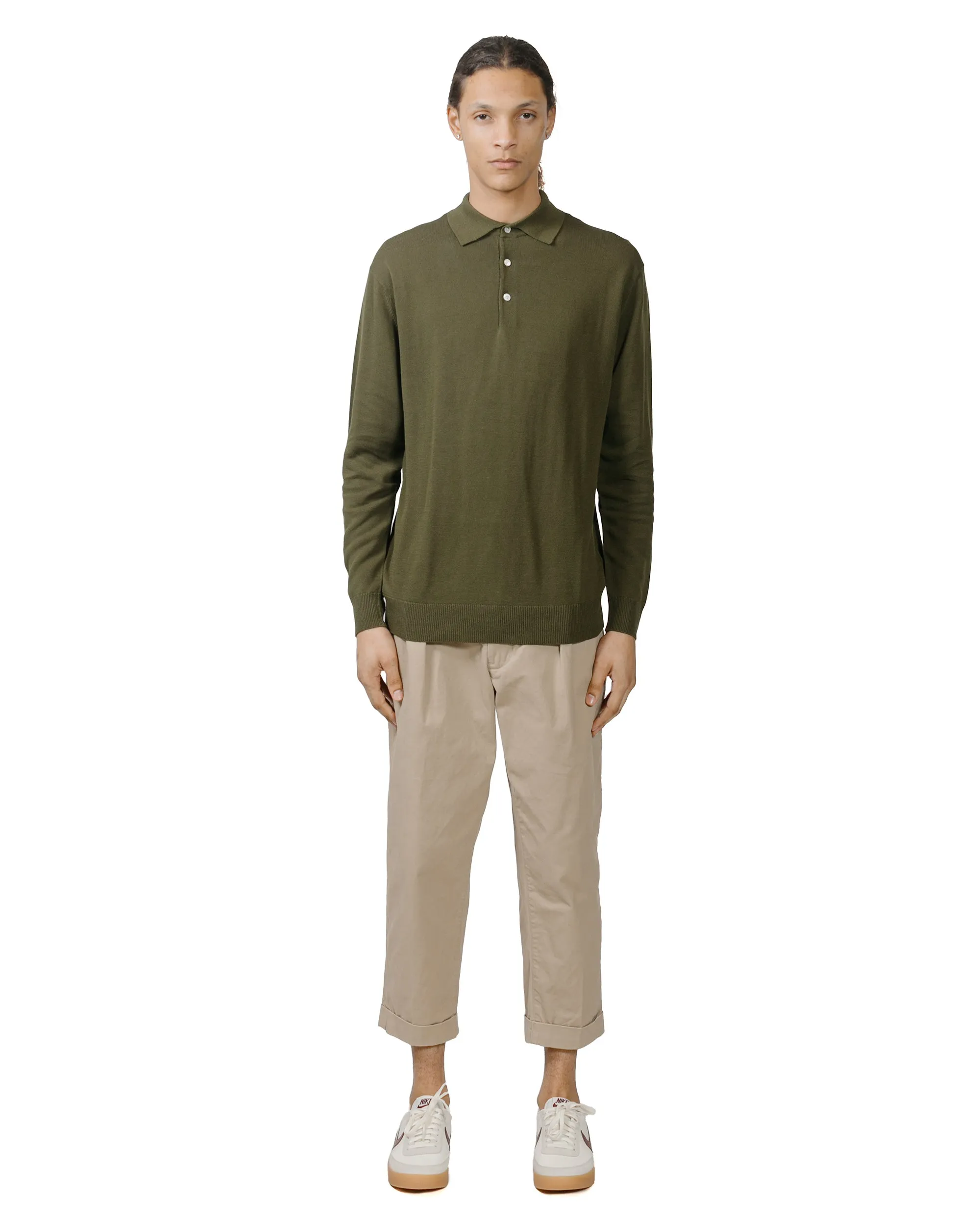 Beams Plus Knit Polo 12G Olive