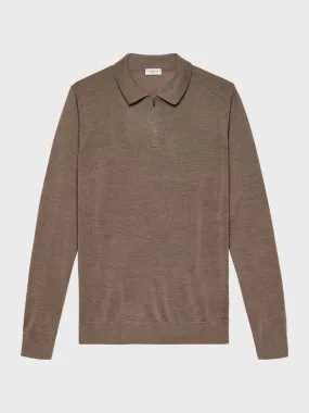 Beige Cashfeel Zip-Up Polo Sweater