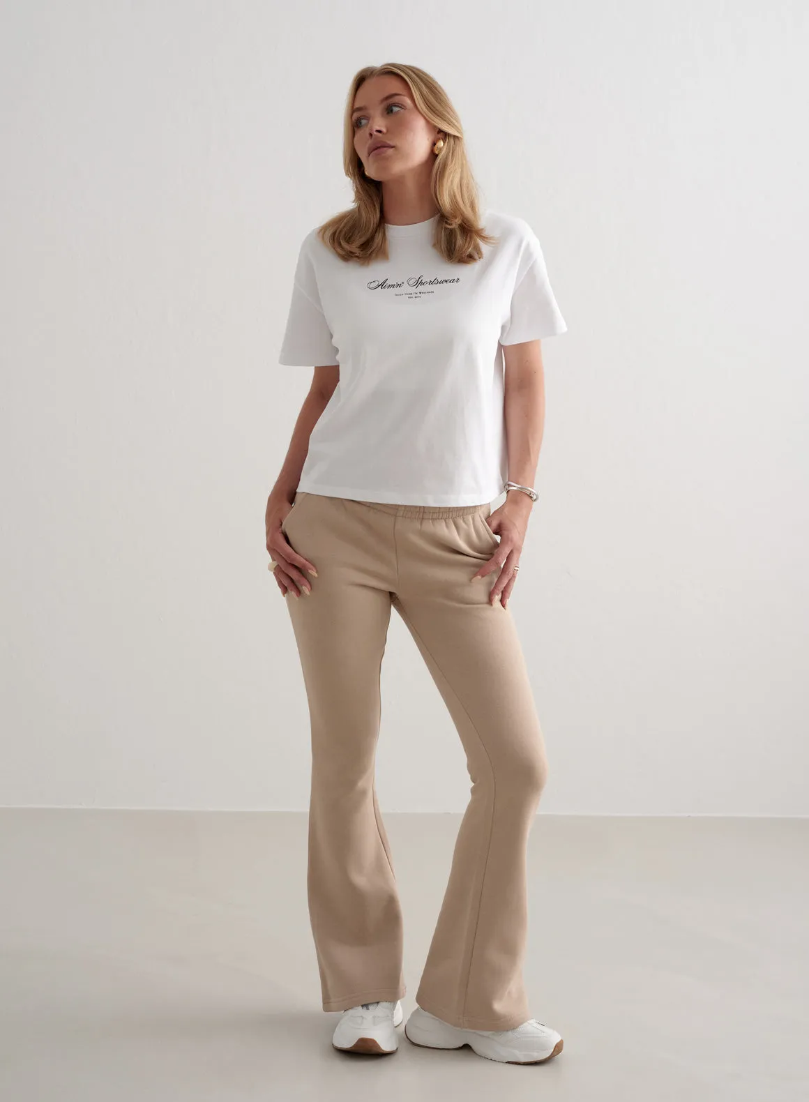 Beige Flare Sweatpants