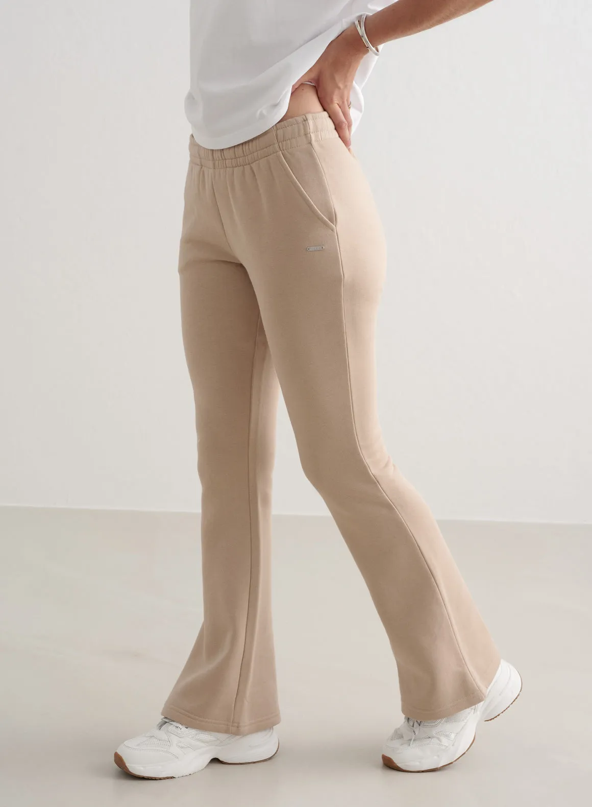 Beige Flare Sweatpants