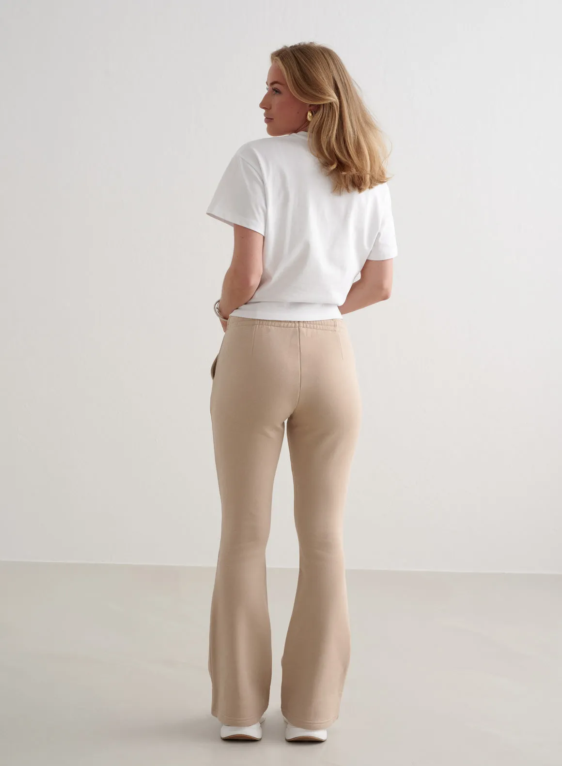 Beige Flare Sweatpants