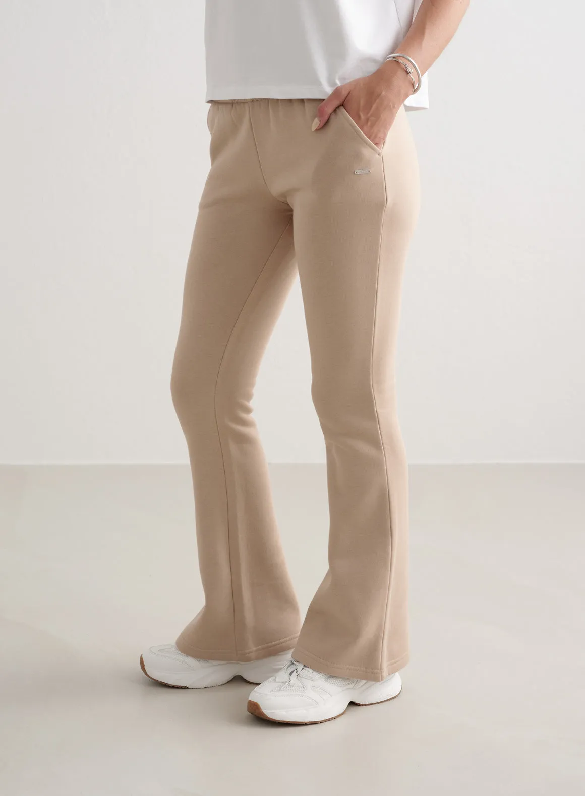 Beige Flare Sweatpants