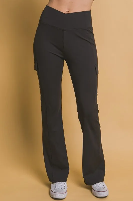 Black Flared Cargo Leggings