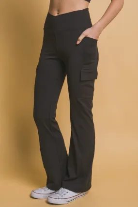 Black Flared Cargo Leggings