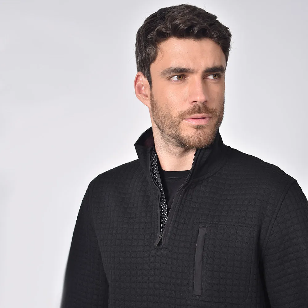 Black Quilted Half Zip Pullover Jacket