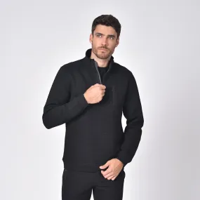 Black Quilted Half Zip Pullover Jacket