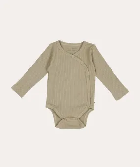 Bodysuit Wrap Long Sleeves Rib - Olive