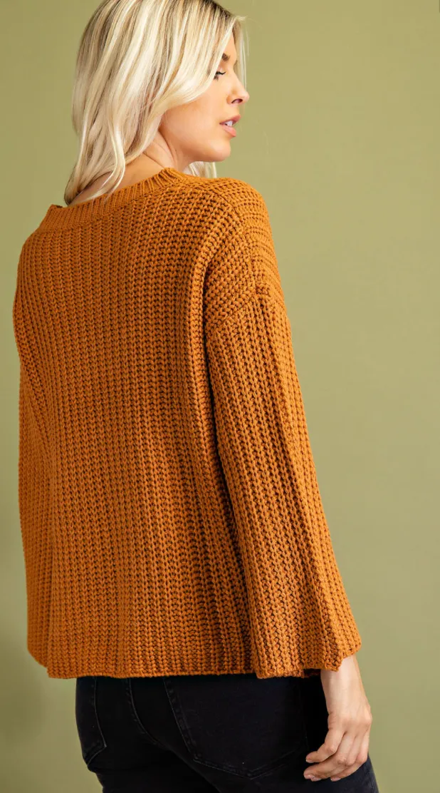 Boxy Pullover Sweater- Camel