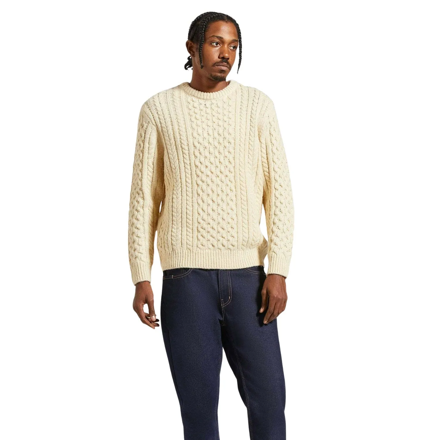 Brixton Classic Fishermans Sweater - Oatmeal