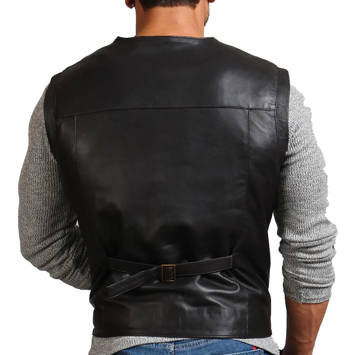 Buy Best Handmade Fashion Men's Biker Black Leather Vest For Sale