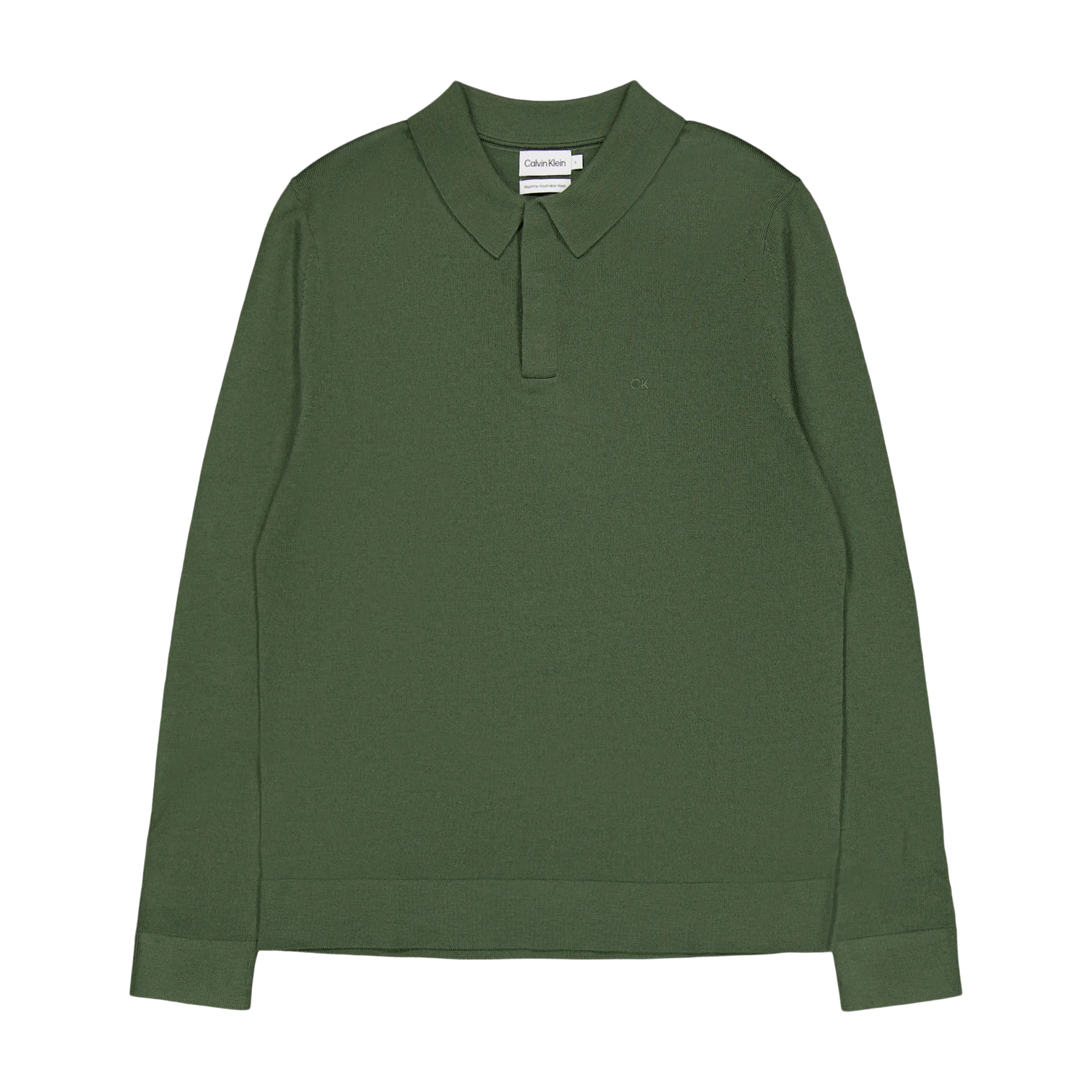 Calvin Klein Merino Polo Sweater Llp - Thyme