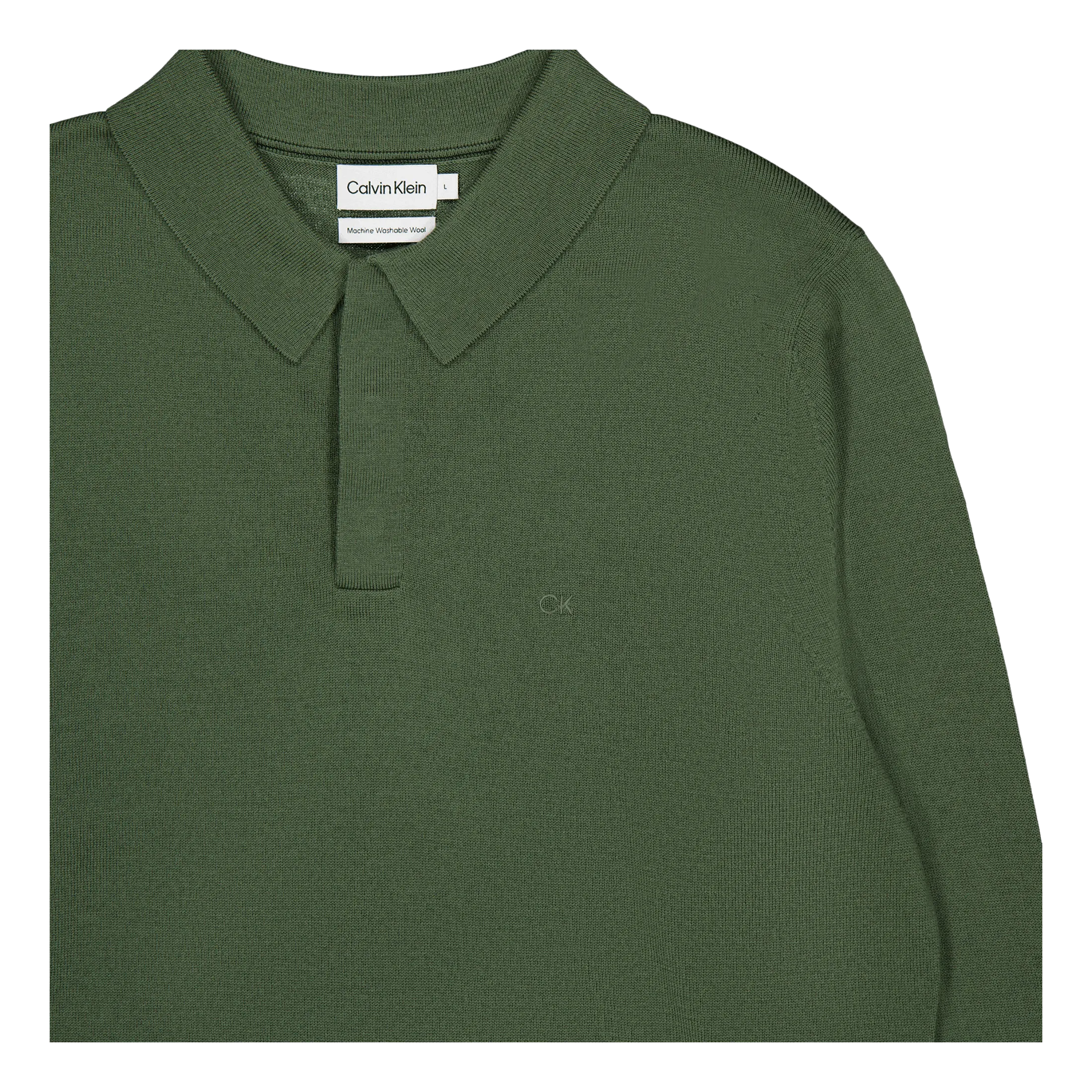 Calvin Klein Merino Polo Sweater Llp - Thyme