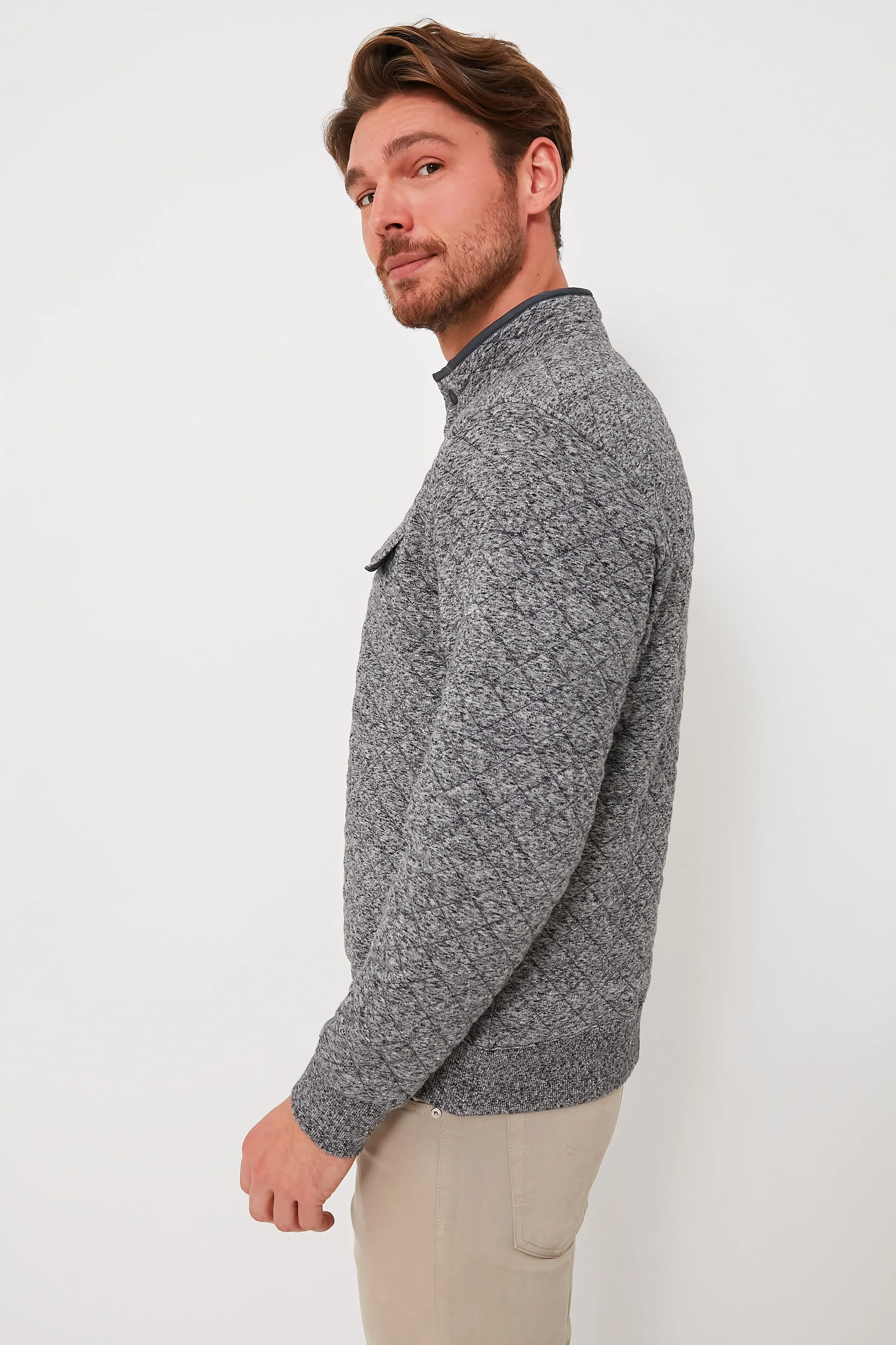 Carbon Melange Epic Quilted Fleece Pullover