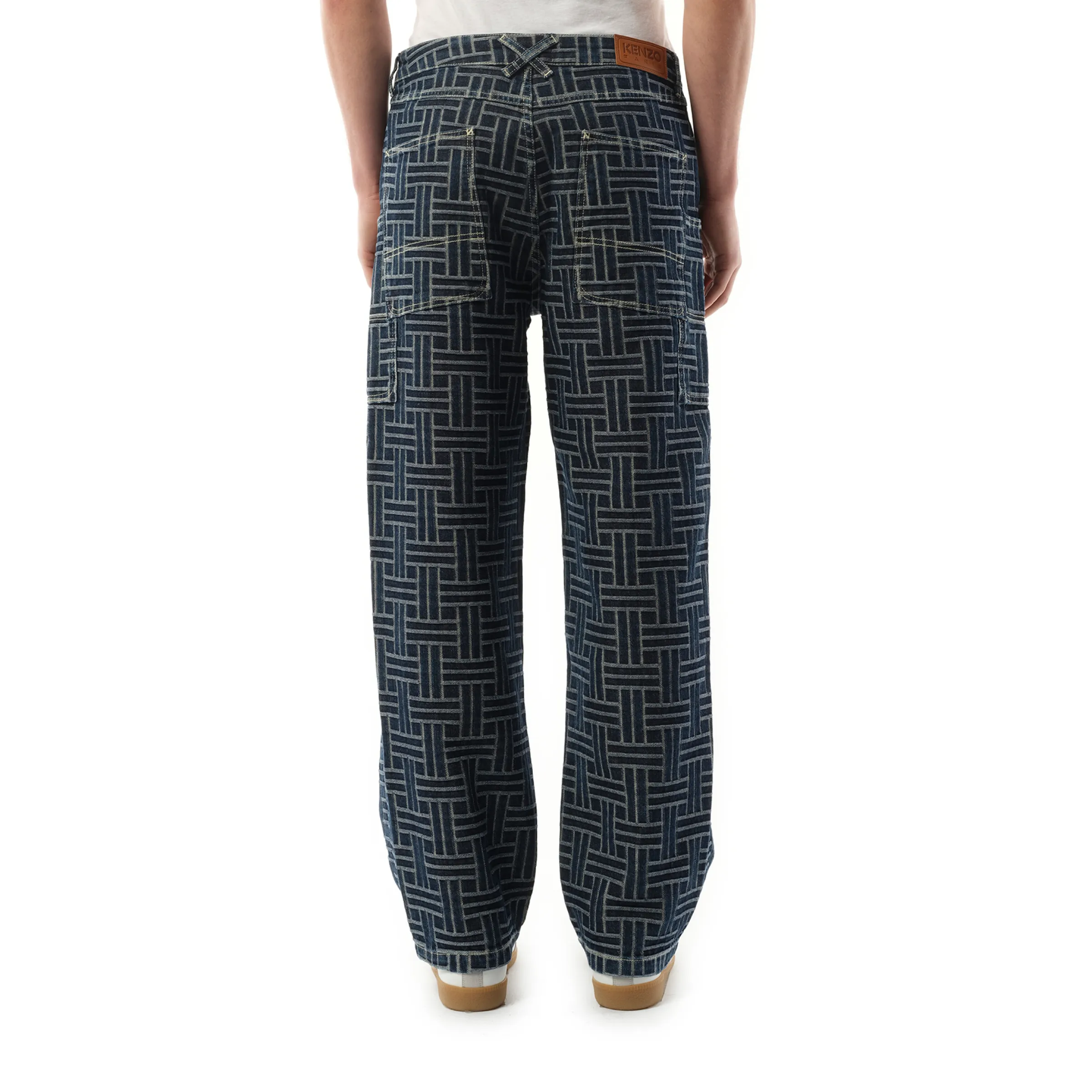 Cargo Weave Denim Pants in Blue