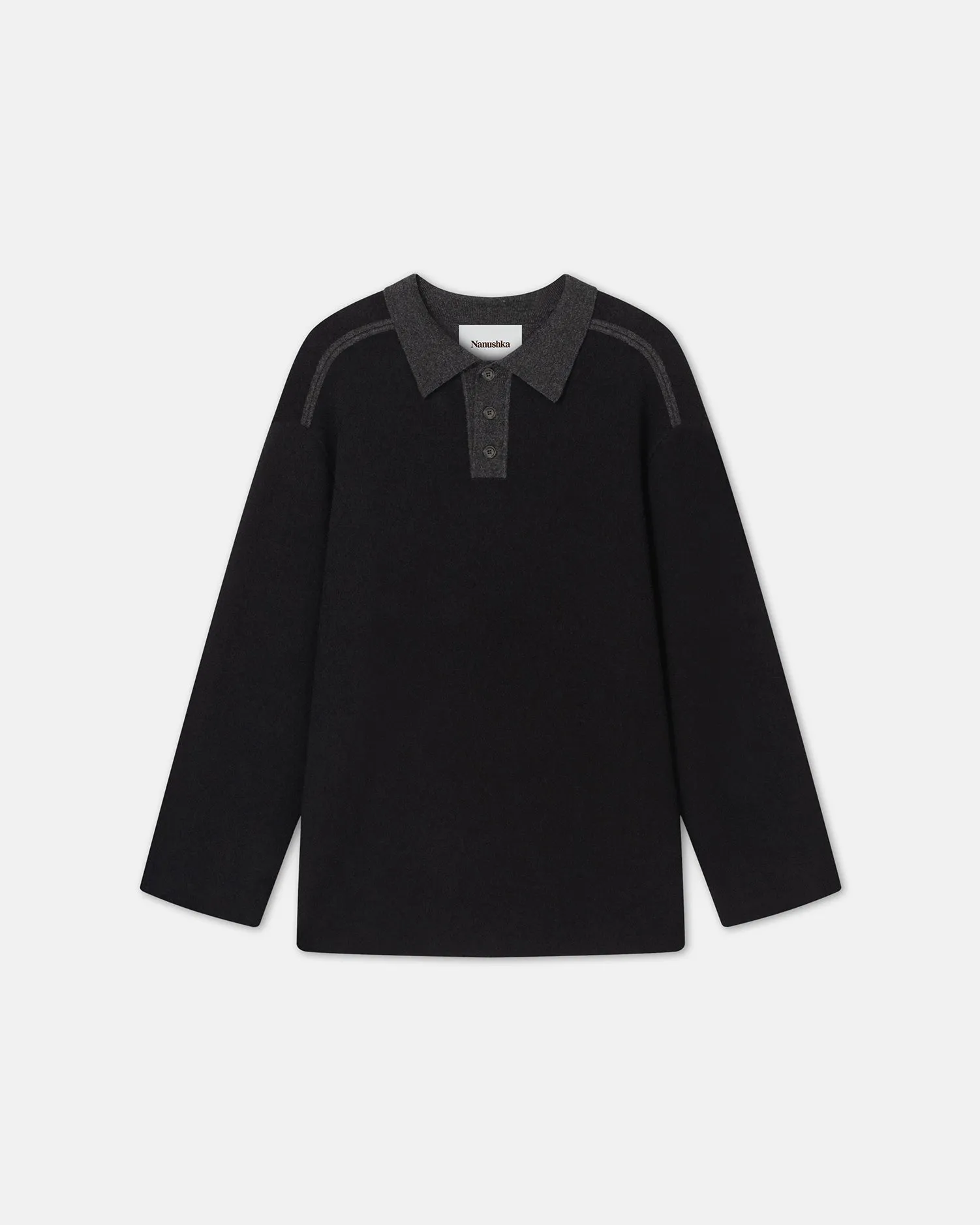 Carys - Sale Double-Faced Terry Polo Sweater - Charcoal