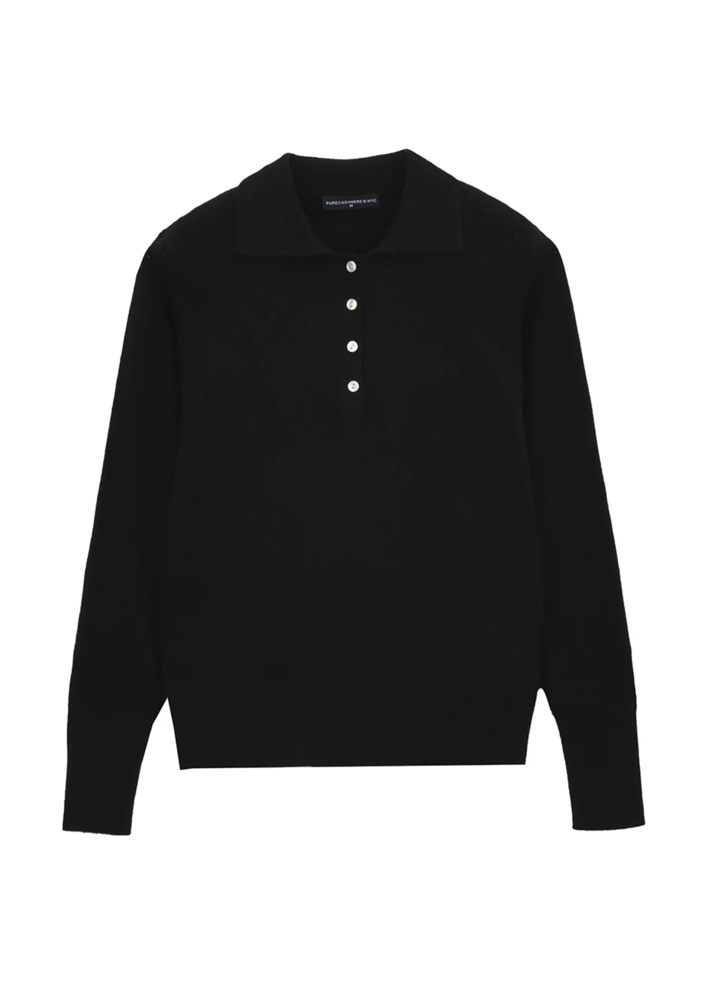 Cashmere classic polo sweater, black