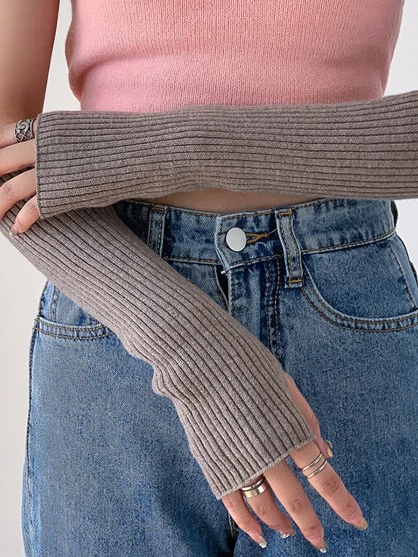 Casual Wool Knitting Keep Warm Solid Color Arm Warmers Accessories