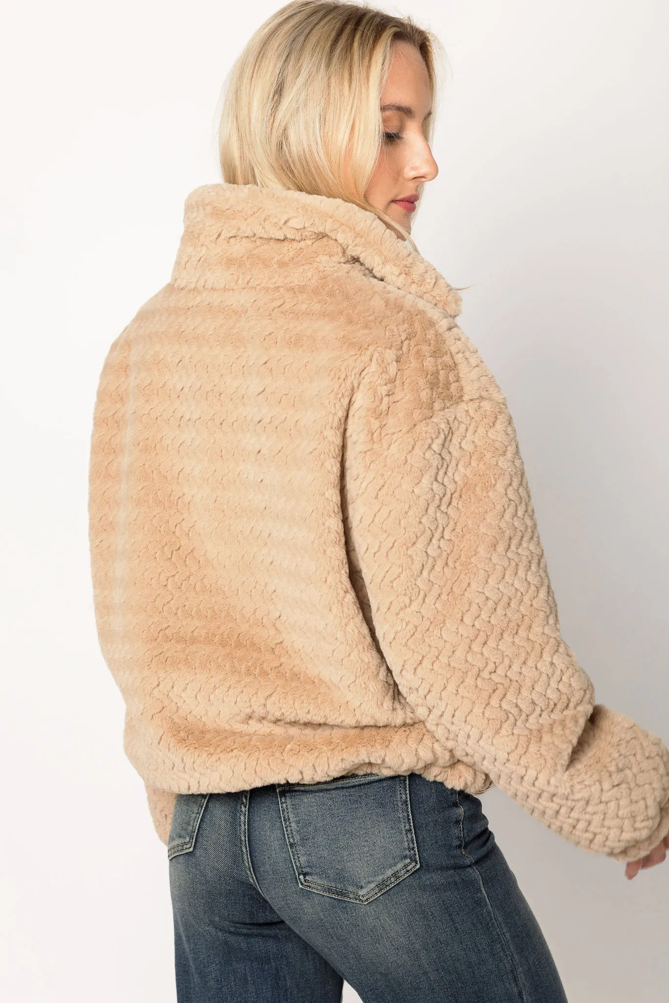 Chevron Faux-Fur Jacket