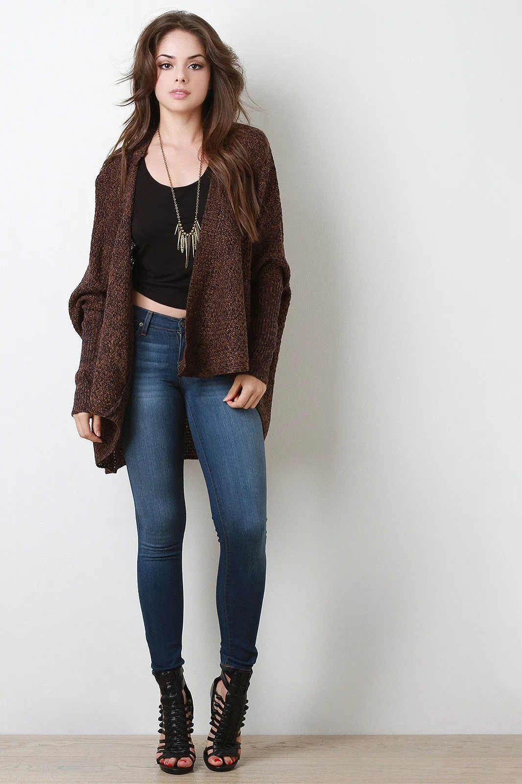 Chunky Knit Dolman High-Low Cardigan