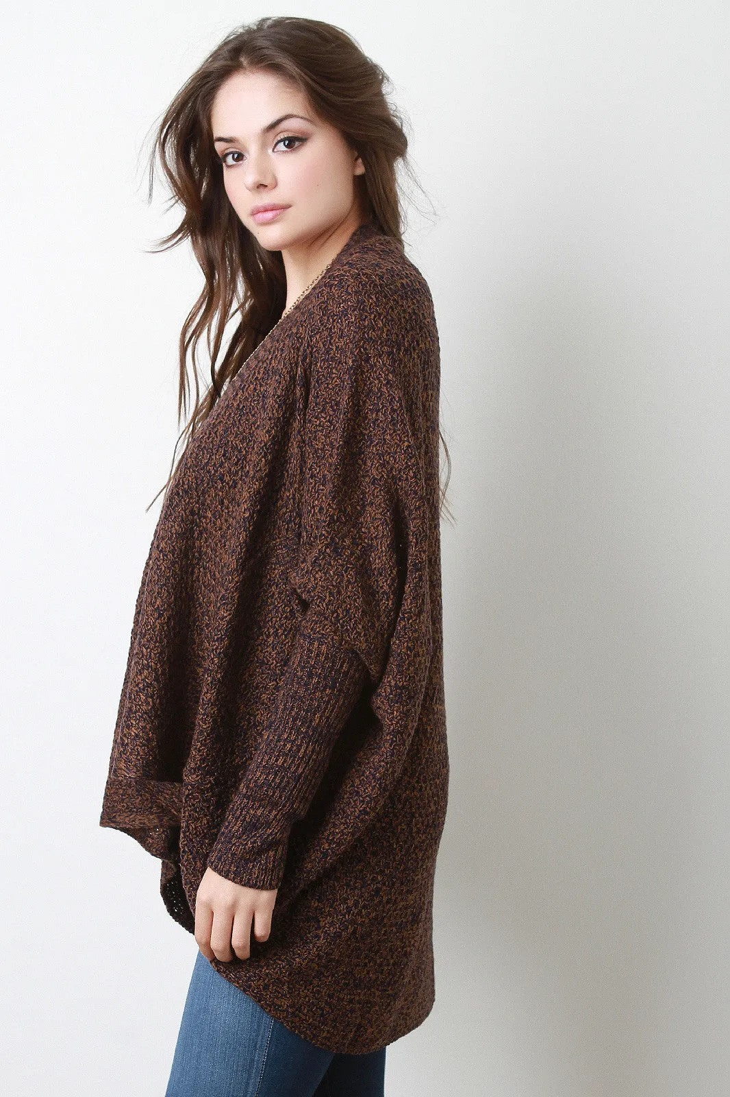 Chunky Knit Dolman High-Low Cardigan