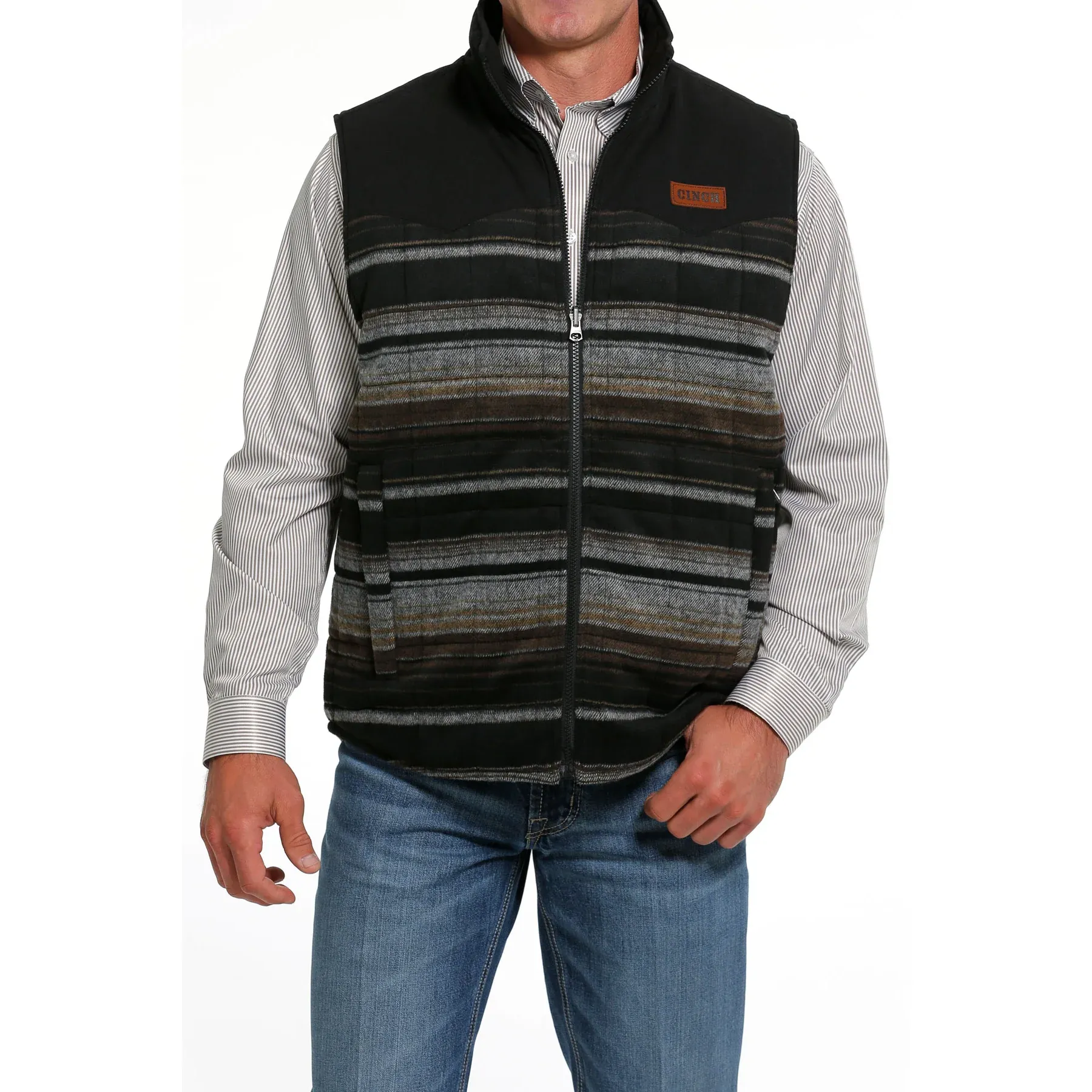 Cinch Men's Brown Quilted Reversible Vest