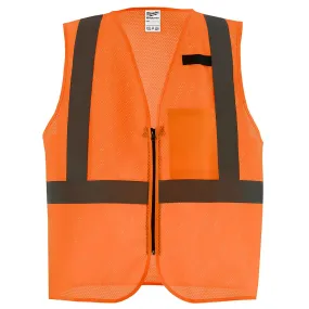 Class 2 High Visibility Orange Mesh One Pocket Safety Vest - L/XL