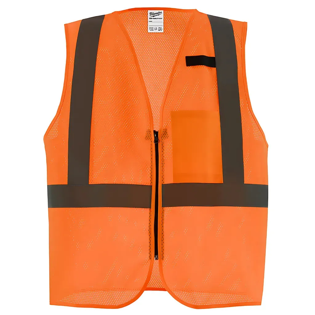 Class 2 High Visibility Orange Mesh One Pocket Safety Vest - S/M (CSA)