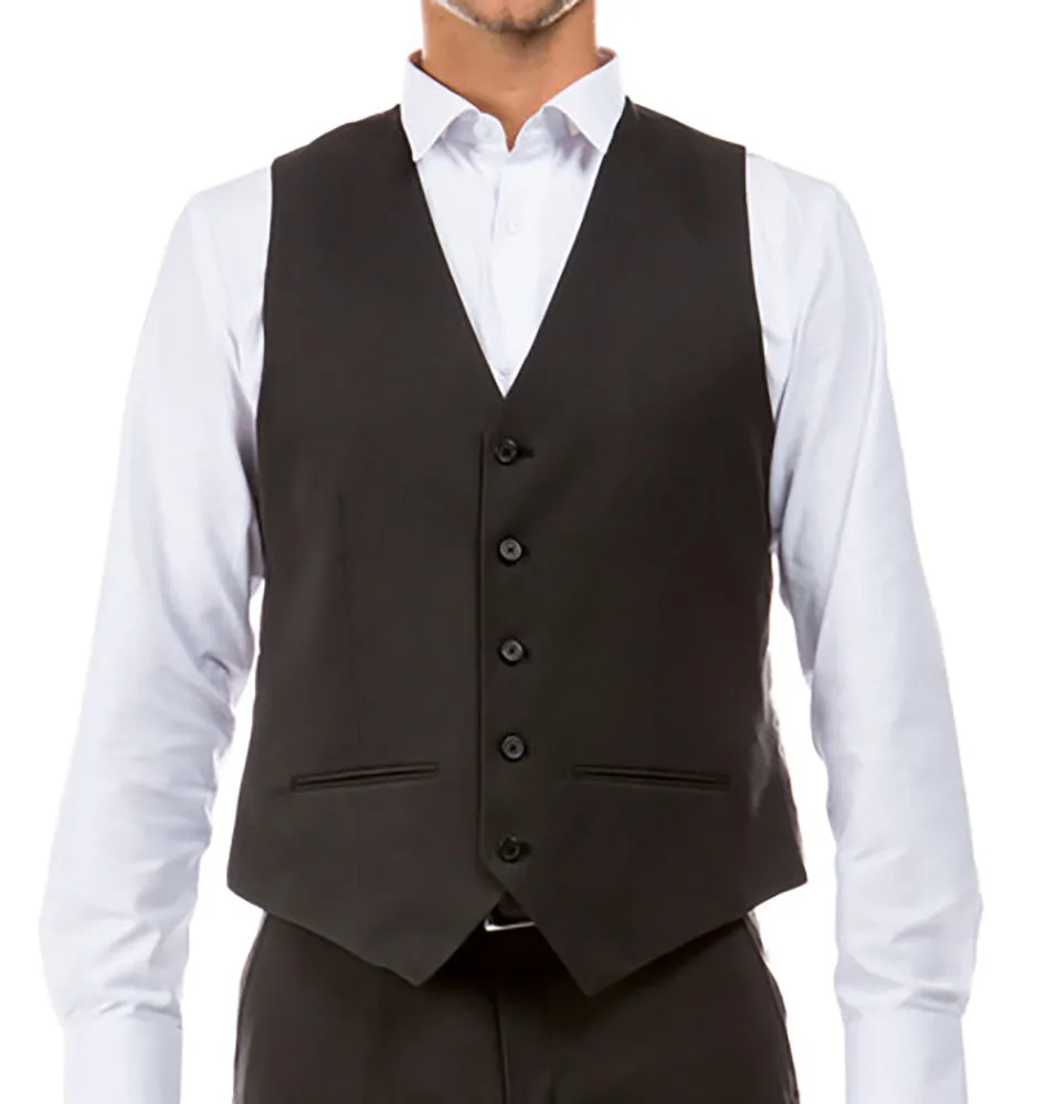 Classic Charcoal Grey Solid Suit Dress Vest