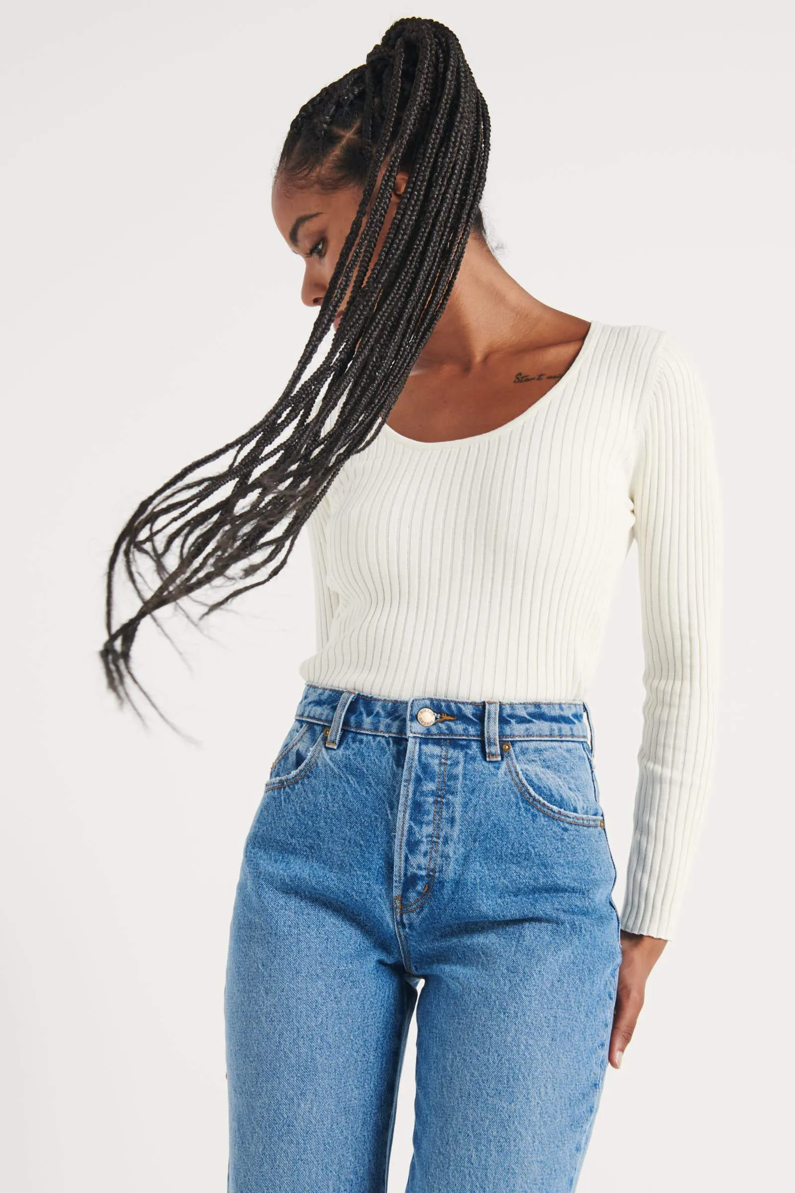 Classic Rib Sweater - White