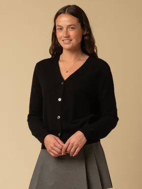 Classic V Neck Cardigan_Black