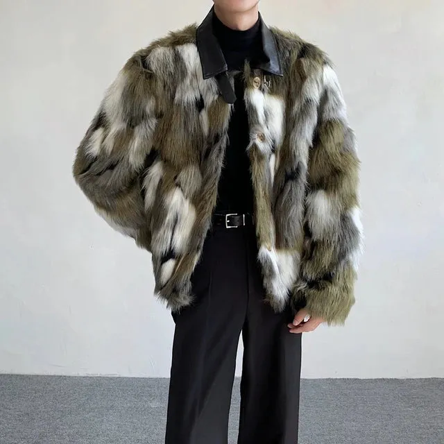 Color Contrast Faux Fur Jacket